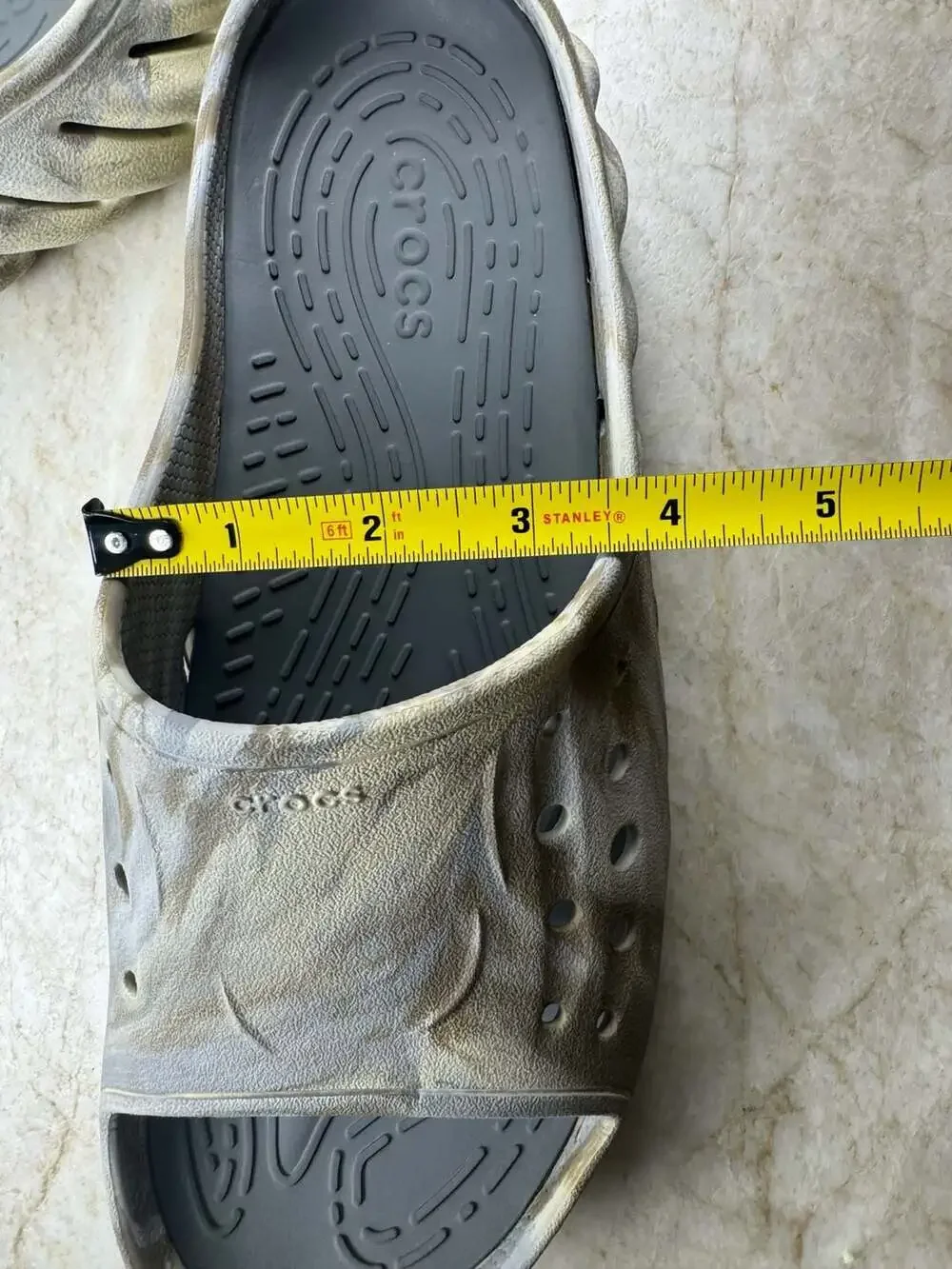 Crocs Echo Marbled Slide Sandals Men’s Size 11 Gray Comfort Recovery Slides